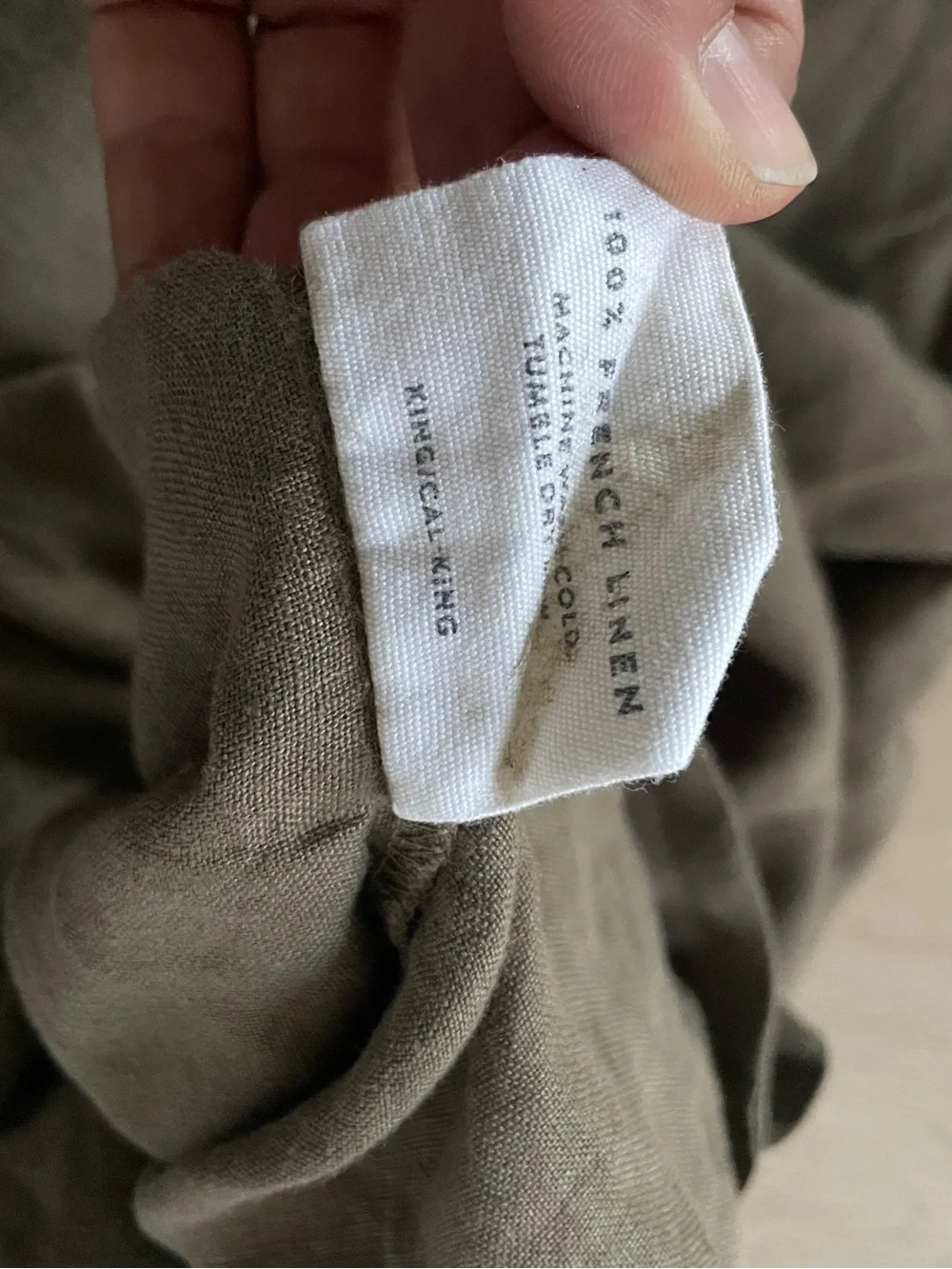 The Citizenry French Linen Duvet Cover  Olive King/cal King